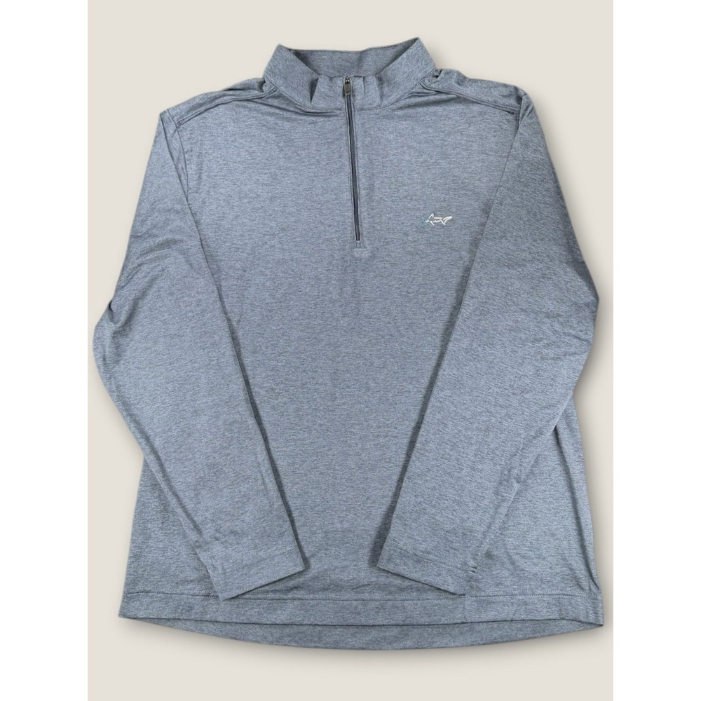 Greg Norman Mens Shark 1/4 Zip Black & Gray Golf Athletic Pullover Size Large